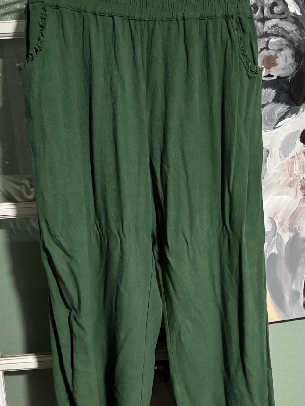 Umgee Women's Deep Green Elastic Waist Trousers